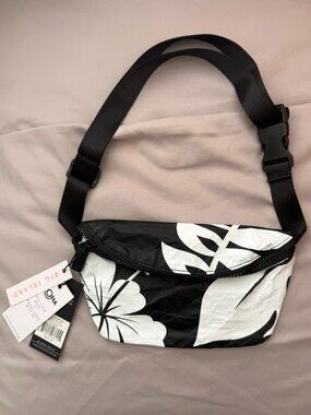ALOHA Collection Waipi’o Mini Hip Pack - White/Black Monstera (NWT)